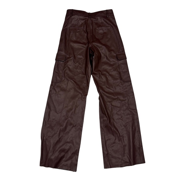 NWT $398 OSCAR The Collection Faux Leather Cargo Pants UK 12 US 8 Chestnut Brown - Picture 5 of 9